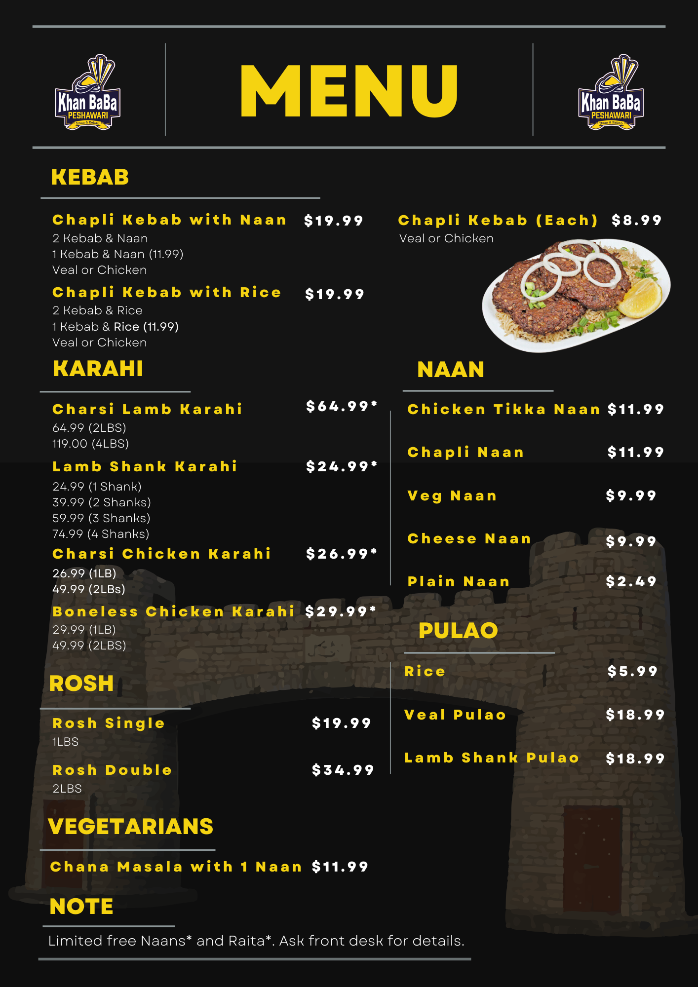 Khan Baba Menu Page 1